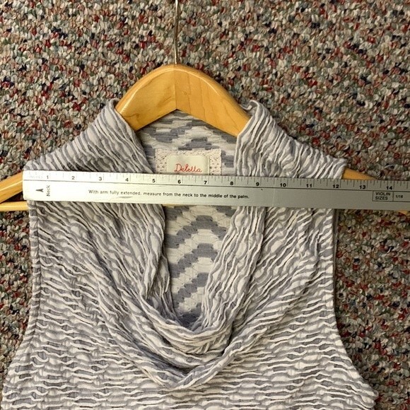 Deletta Anthropologie Nava Gray Ivory Textured Cowlneck Sleeveless Top Size M - Picture 7 of 9